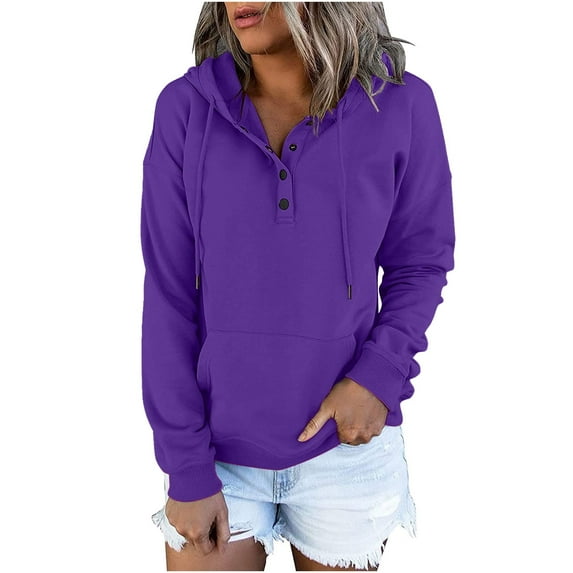 Viikei Zip Up Hoodies for Women Sweatshirt for Women Women's Hooded Color Long-sleeved Sweatshirt Casual Blouse Pullover Tops