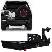 Vijay Compatible with 2015-2016-2017-2018-2019-2020 Toyota 4Runner Rear Bumper with Tire Carrier Textured Black Steel with D-rings