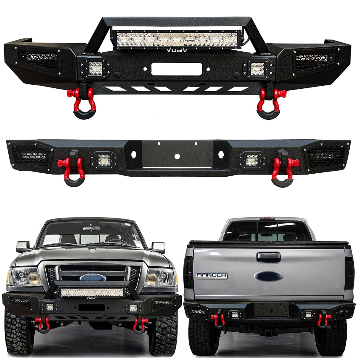 24-26 Ford Ranger, Black-Coated Bumper Light Bracket MBRP