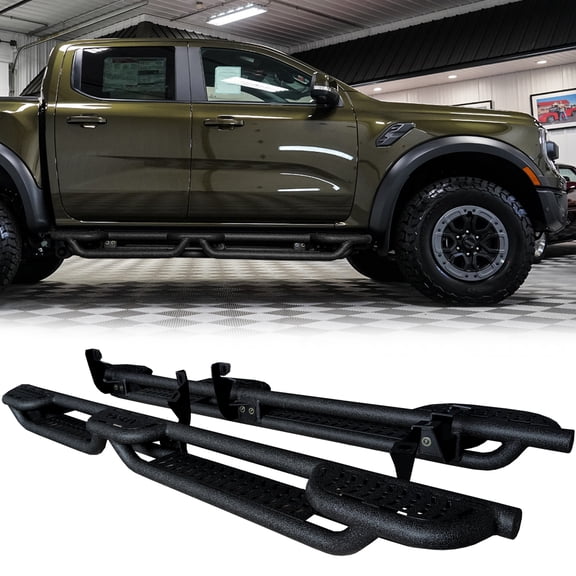 Vijay Compatible with 2019-2026 Ford Ranger SuperCrew Cab Running Boards & Step Bars Nerf Bar Dual-Stage Textured Black Powder Coated, 6 Inch Step Bars Side Steps