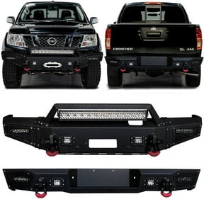 Vijay Compatible with 2005-2021 Nissan Frontier Front Bumper and Rear Bumper with 9 x Aluminum LED Lights and 4 x D-Rings