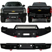 Vijay Compatible with 2007-2008-2009-2010-2011-2012-2013 Chevrolet Silverado 1500 Front and Rear Bumper with Winch Seat and Spotlights and D-Rings