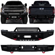 Vijay Compatible with 2011-2012-2013-2014 Chevrolet Silverado 2500hd/3500hd Front and Rear Bumper with D-Rings and LED Lights