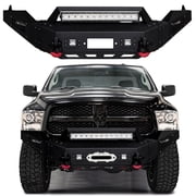 Vijay Compatible with 2013-2014-2015-2016-2017-2018 Dodge Ram 1500 Front Bumper with Winch Plate and LED Lights and D-Rings