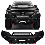 Vijay Compatible with 2015-2016-2017-2018-2019-2020-2021-2022 Chevrolet Colorado Front Bumper with LED SpotLights and D-Rings and Winch Plate