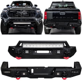 Vijay Compatible with 2024-2025-2026 Toyota Tacoma Front and Rear Bumper with Winch Plate and Aluminum LED Lights and D-Rings