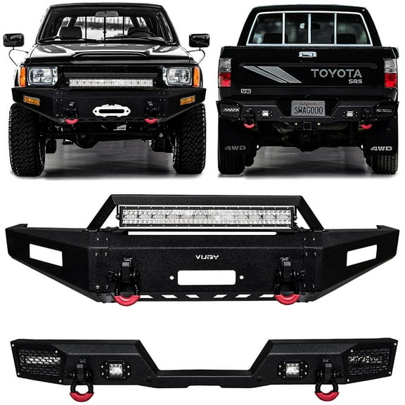 Vijay Fit 1989-1990-1991-1992-1993-1994-1995 Toyota Pickup Front and Rear Bumper with LED Light and D-Ring