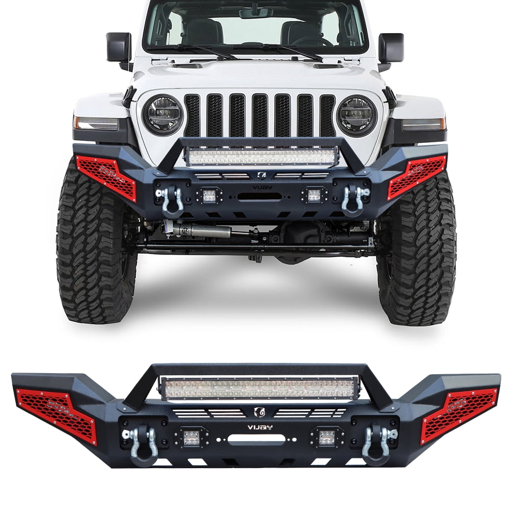 Steel Full Width Front Bumper W/Winch Plate Lamp For 2020-2022 Jeep  Gladiator JT