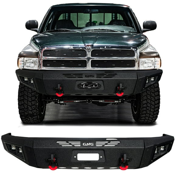 Vijay For 1994-1995-1996-1997-1998-1999-2000-2001-2002 Dodge Ram 1500/2500/3500 Front Bumper with Lights and D-Rings