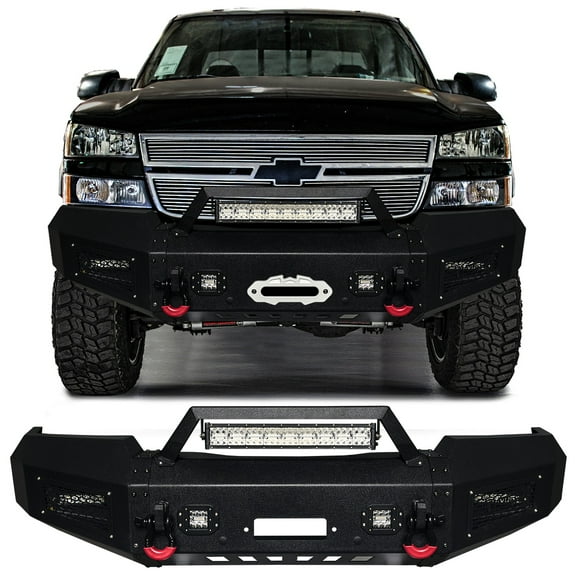 Vijay For 2003-2004-2005-2006 Chevrolet Silverado 2500hd/3500hd Steel Front Bumper with LED Lights & D-Rings