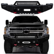 Vijay Compatible with 2011-2012-2013-2014 Chevrolet Silverado 2500hd/3500hd Front Bumper Textured Black Steel with Light and D-ring