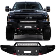 Vijay Compatible with 2015-2016-2018-2017-2019 Chevy Silverado 2500/3500 Front Bumper Textured Black Steel with Light and D-ring