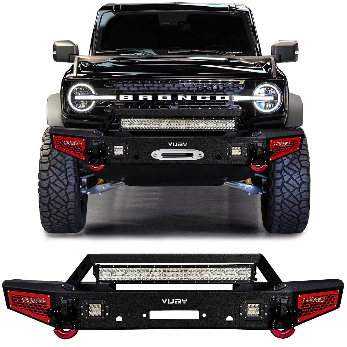 Orange Tow Hook Covers For Ford Bronco 2021-2024 - U-Shaped TPE Protection