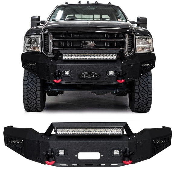 Vijay Front Bumper for 1999-2000-2001-2002-2003-2004 Ford F250/F350 Super Duty with Winch Plate and Aluminum LED Lights