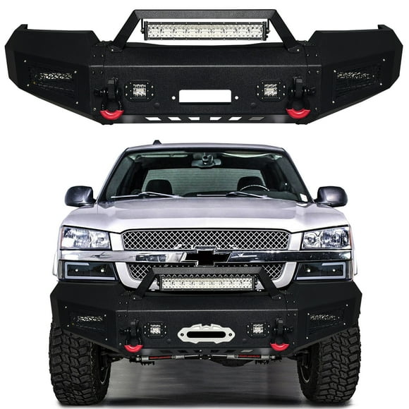 Vijay Front Bumper for 2003-2004-2005-2006 Chevy Silverado 1500 with Winch Seat and LED Lights and D-Rings