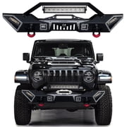 Vijay Front Bumper for 2007-2025 Jeep Wrangler JK/JL with Winch Plate and Lights and D-Rings