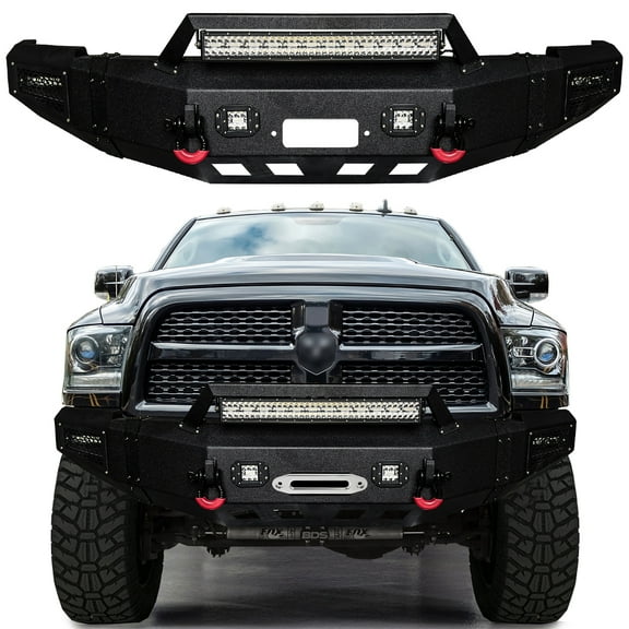Vijay Front Bumper for 2010-2018 Dodge Ram 2500/3500 with Winch Seat and D-Rings and LED Lights