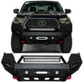 thumbnail image 1 of Vijay Compatible with 2016-2017-2018-2019-2020-2021-2022-2023 Toyota Tacoma Front Bumper Textured Black Steel with Lights and D-rings, 1 of 8
