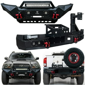 Vijay Front Rear Bumper with Spare Tire Frame fits 2005-2015 Toyota Tacoma(Black Texture)