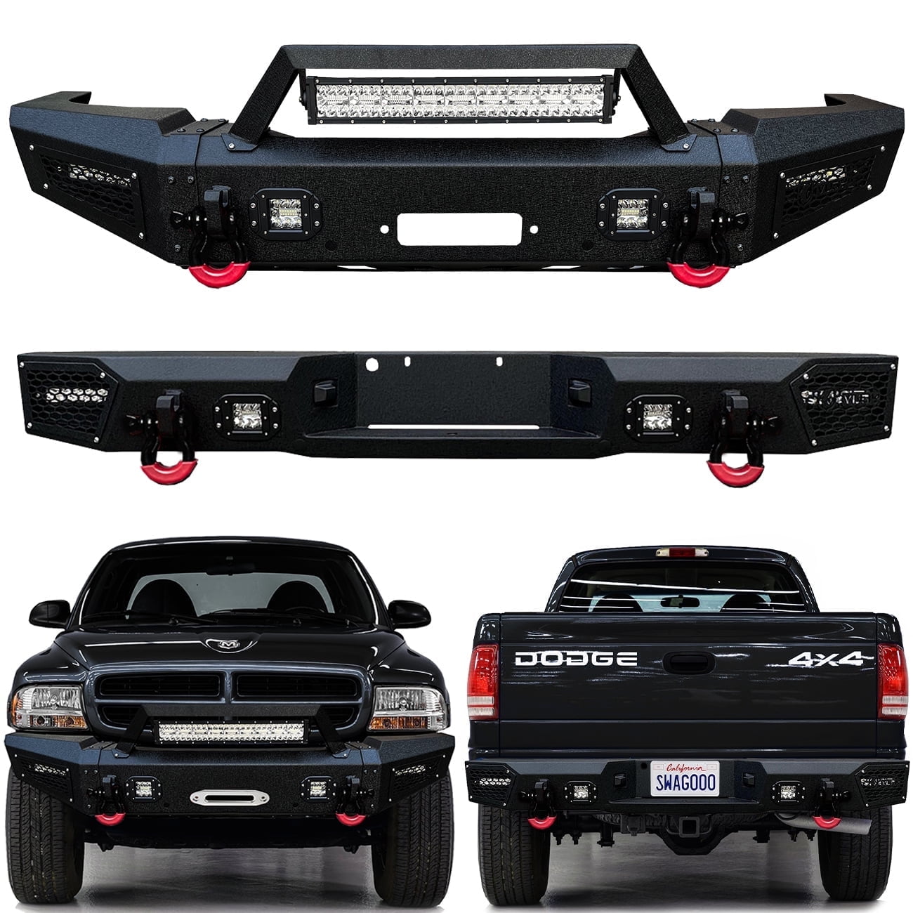 Vijay Alloy Steel Front & Rear Bumper for 1997-2004 Dodge Dakota