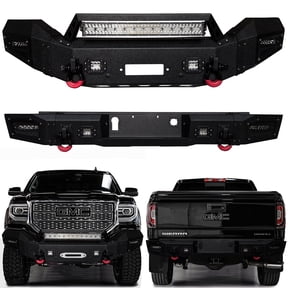 Vijay Compatible with 2016-2017-2018 GMC Sierra 1500 Front and Rear Bumper Textured Steel with Light and D-rings
