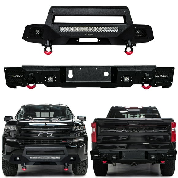 Vijay Front and Rear Bumper for 2019-2020-2021-2022 Chevrolet Silverado 1500 with LED Light and D-Rings