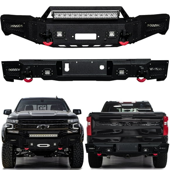 Vijay Front and Rear Bumper for 2019-2020-2021 Chevrolet Silverado 1500 with Aluminum LED Lights and D-Rings