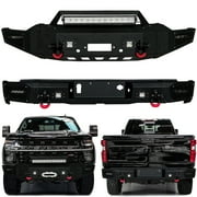 Vijay Compatible with 2020-2021-2022-2023 Chevy Silverado 2500hd/3500hd Front and Rear Bumper Textured Black Steel with Lights and D-rings