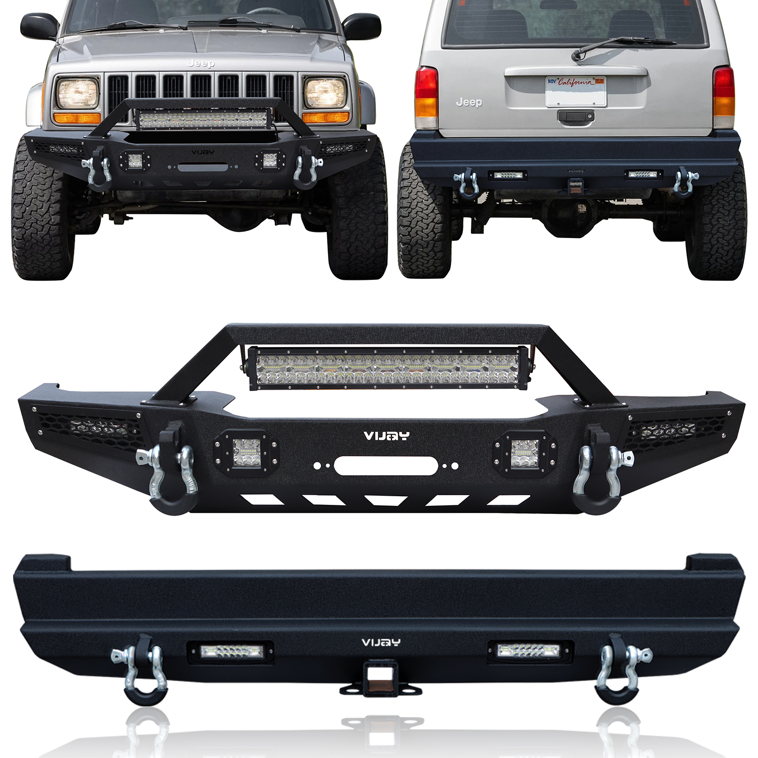 EAG Steel Rear Bumper with Tire Carrier Fit for 19842001 Jeep Cherokee