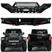 Vijay Gladiator Front and Rear Bumper for 2020-2024 Jeep Gladiator JT with Spotlight and D-Rings
