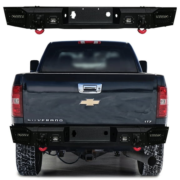 Vijay Rear Bumper for 2011-2012-2013-2014 Chevrolet Silverado 2500/3500 with Spotlights and D-Rings