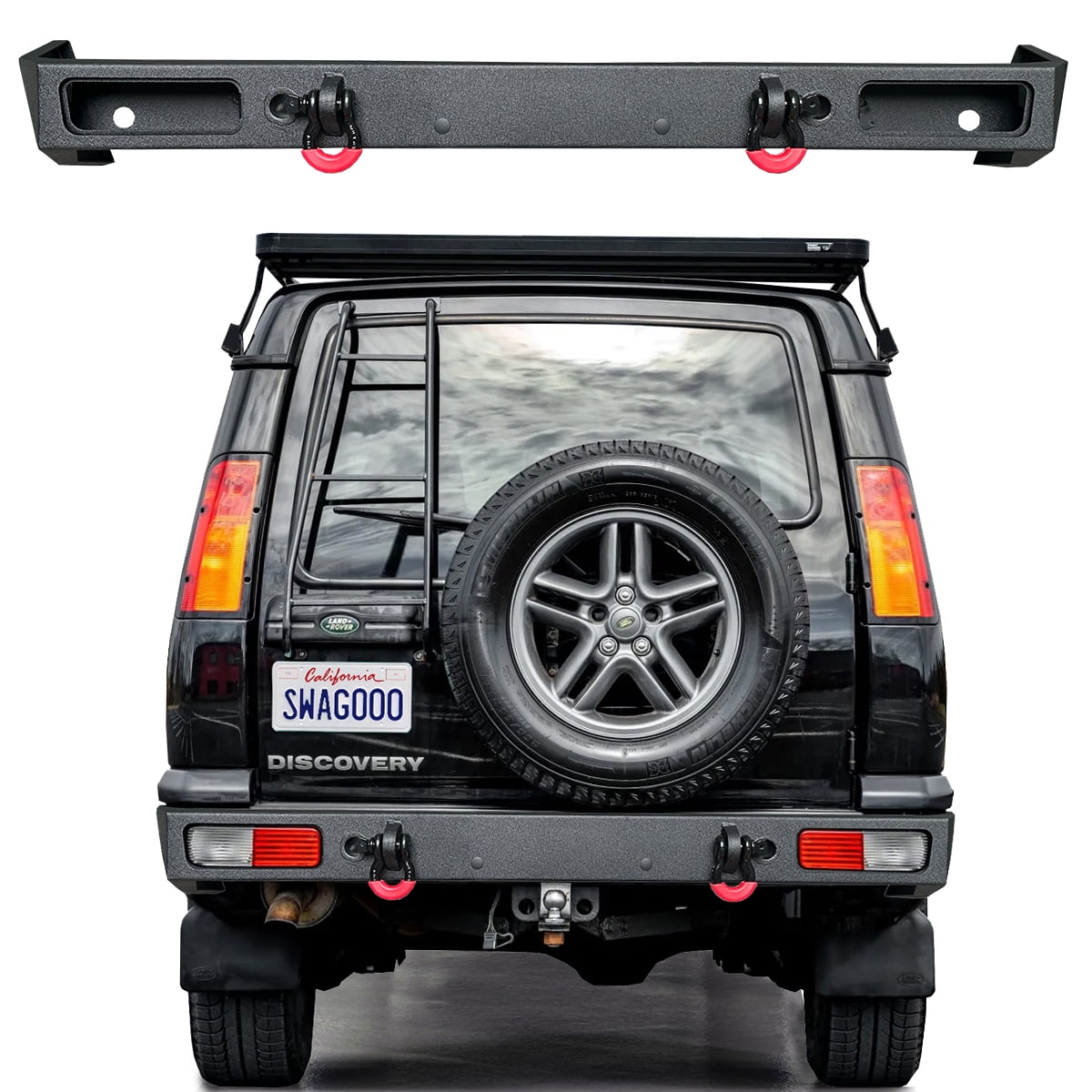 Vijay Rear Bumper with 4.75T D-Ring, Heavy Duty, Black, Fits 1999-2004 ...