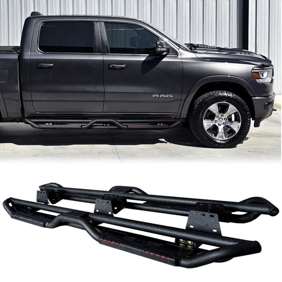 Vijay Running Board Compatible with 2019-2020-2021-2022-2023-2024-2025-2026 Dodge Ram 1500 Crew Cab Bolt-on Side Steps Rails Steel Nerf Bars