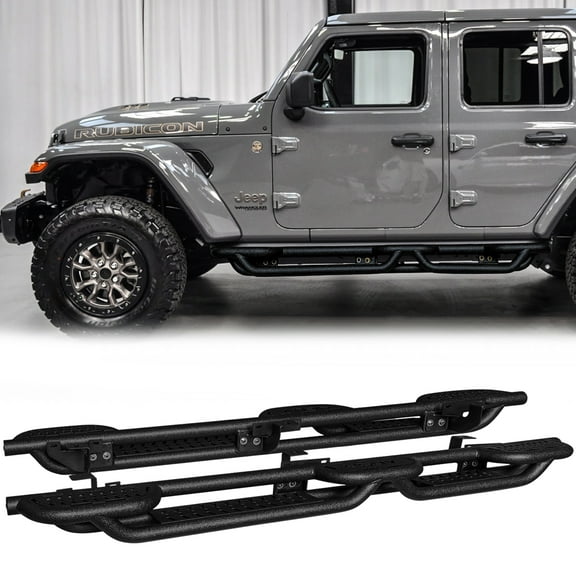 Vijay Running Boards Compatible with 2018-2019-2020-2021-2022-2023-2024-2025-2026 Jeep Wrangler JL 4-Door A Pair Bolt-on Side Steps Rails Steel Nerf Bars