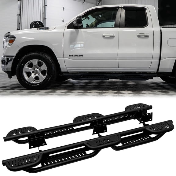 Vijay Running Boards Compatible with 2019-2020-2021-2022-2023-2024-2025-2026 Dodge Ram 1500 New Body Style Quad/Extended Cab Bolt-on Side Steps Side Rails Steel Nerf Bars