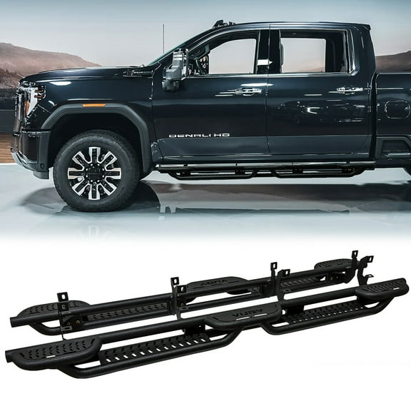 Vijay Running Boards Compatible with 2019-2020-2021-2022-2023-2024-2025-2026 GMC Sierra 2500HD/3500HD Crew Cab A Pair Bolt-on Side Steps Rails Steel Nerf Bars