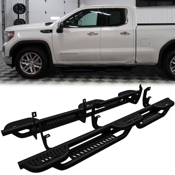 Vijay Running Boards Compatible with 2019-2020-2021-2022-2023-2024-2025-2026 GMC Sierra 2500HD/3500HD Extended Cab Bolt-on Side Steps Rails Steel Nerf Bars