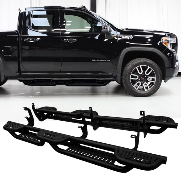 Vijay Running Boards Compatible with 2019-2026 GMC Sierra 1500 Extended Cab / 2019-2026 Chevrolet Silverado 1500 Extended Cab A Pair Bolt-on Side Steps Rails Steel Nerf Bars