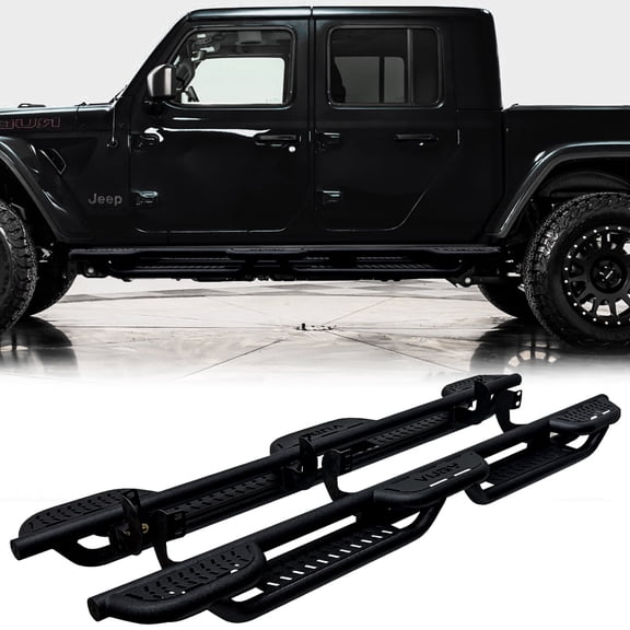 Vijay Running Boards Compatible with 2020-2021-2022-2023-2024-2024-2025-2026 Jeep Gladiator JT Crew Cab 4-Door Bolt-on Side Steps Rails Steel Nerf Bars