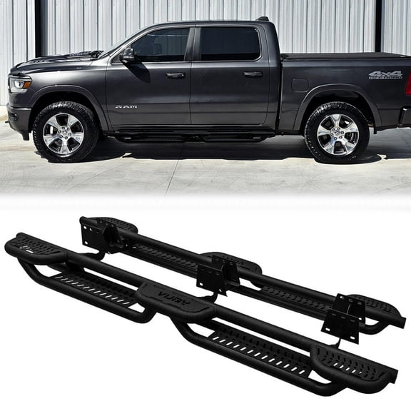 Vijay Running Boards Compatible with 2019-2020-2021-2022-2023-2024-2025-2026 Dodge Ram 1500 Bolt-on Side Steps Rails Steel Nerf Bars