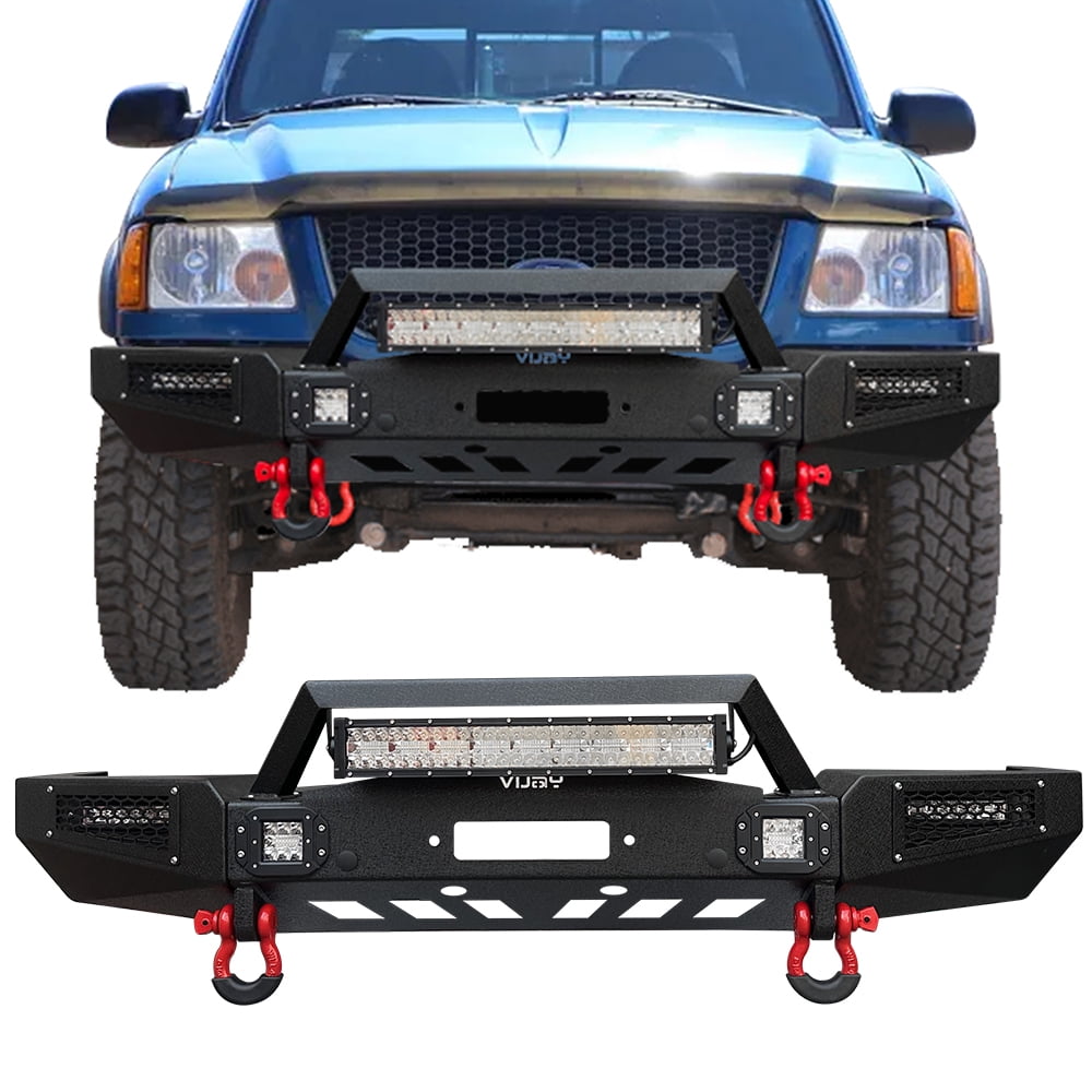 HECASA Modular Front Bumper for 1998-2011 Ford Ranger Pickup W/Winch Plate  Bull Bar D-Ring Mounts 