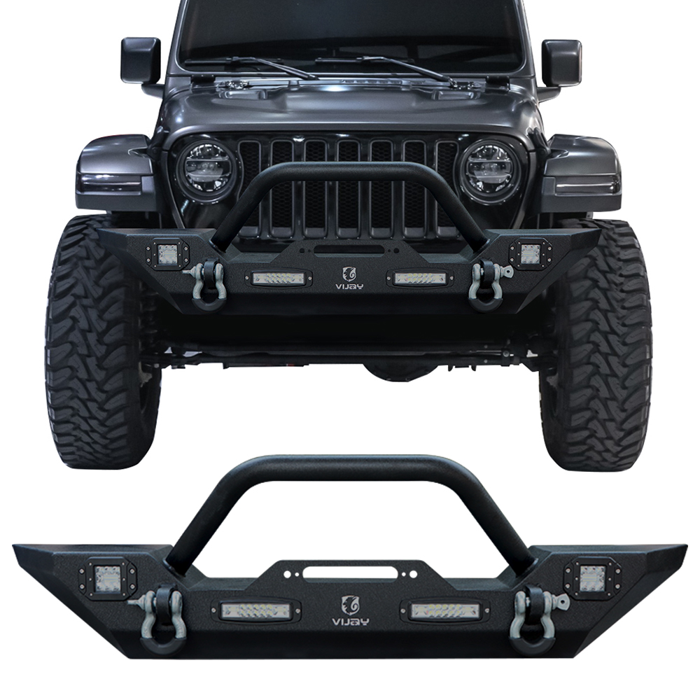 Jeep Front Bumpers with Winch Plate & Hitch Receiver/LED Lights & D ...