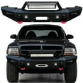 thumbnail image 1 of Vijay Compatible 1997-2004 Dodge Dakota and 1998-2003 Dodge Durango Front Bumper Textured Black Steel with Lights and D-rings, 1 of 8
