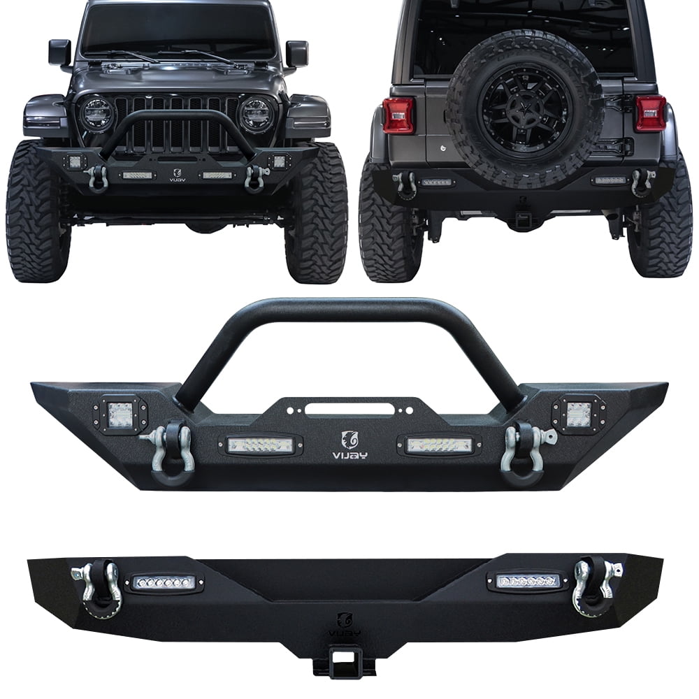 Vijay Steel Front Rear Bumper Fits 2018-2024 Jeep Wrangler JL/JLU with ...