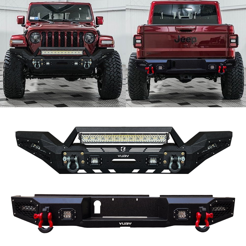 Vijay Steel Front Rear Bumpers Fits 2020-2024 Jeep Gladiator JT w/Winch ...