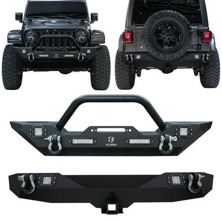 Vijay Steel JL Front Rear Bumper Fits 2018-2024 Jeep Wrangler JL/JLU(Black Texture)