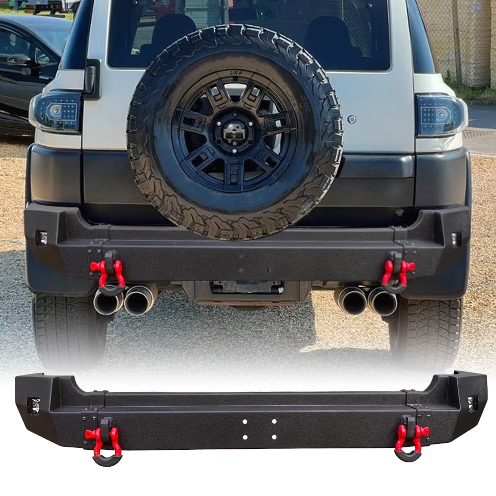 Vijay Steel Rear Bumper Fits 20072014 Toyota FJ Cruiser with LED Spotlights(Black Texture