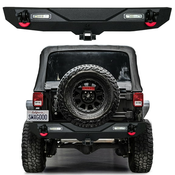 Vijay Textured Rear Bumper Compatible With 2007-2017 Jeep Wrangler JK/JKU with LED Lights