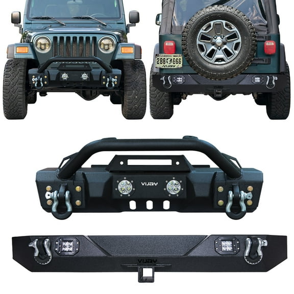 Vijay Wrangler TJ Front Rear Bumpers Compatible with Jeep Wrangler TJ From 1997 to 2006