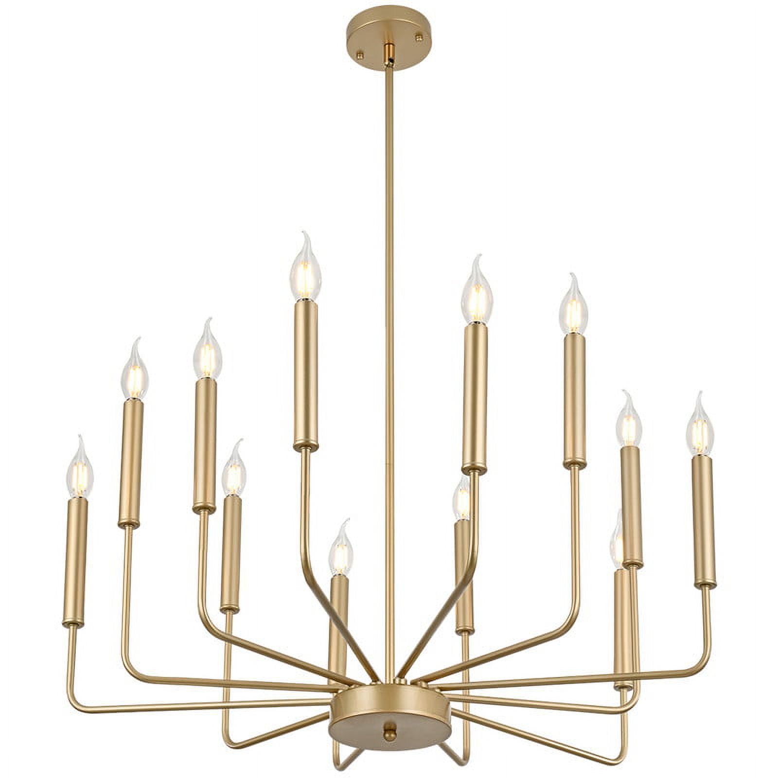 Gold 12-Light Linear Candle Metal Chandelier